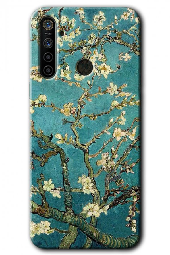 Realme 5i Kılıf HD Desen Baskılı Arka Kapak - Almond Blossom - 1