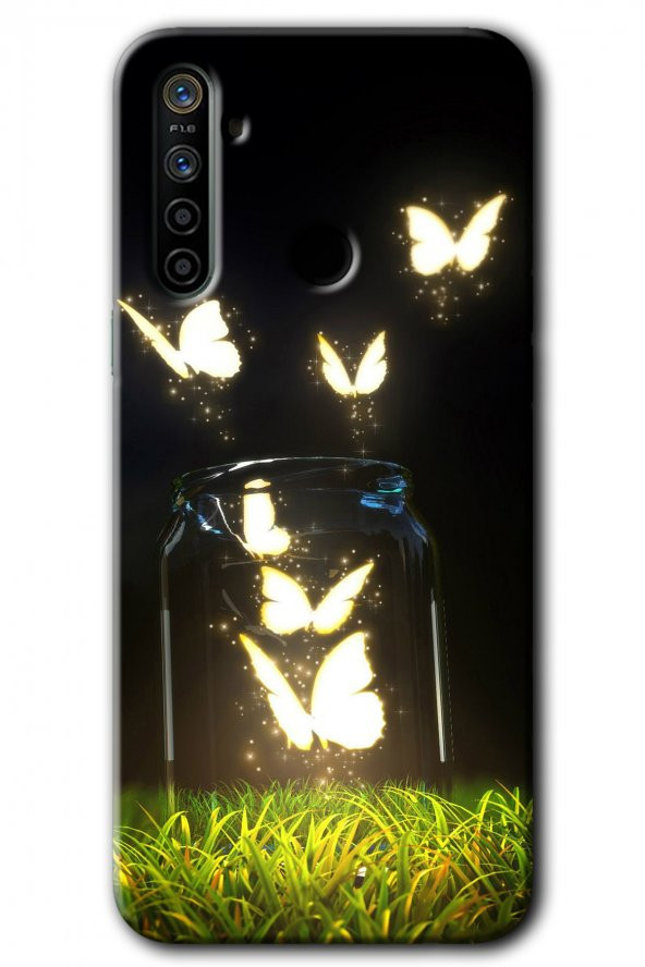 Realme 6i Kılıf HD Desen Baskılı Arka Kapak - Işıklı Kelebekler
