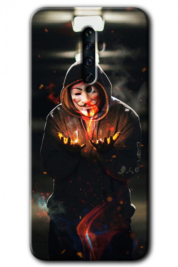 Oppo Reno 2z Kılıf HD Desen Baskılı Arka Kapak - V for Fire - 1