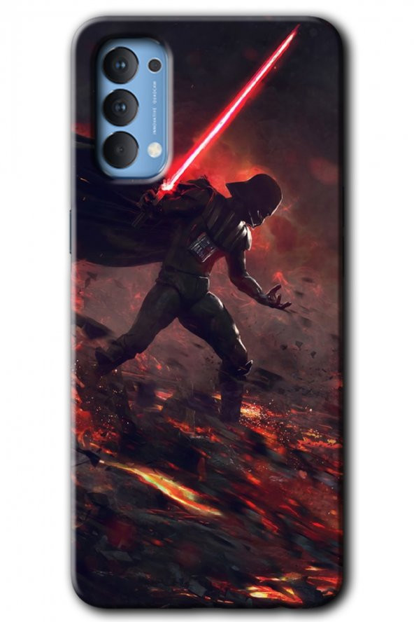 Oppo Reno 4 Kılıf HD Desen Baskılı Arka Kapak - Darh Vader Wars - 1