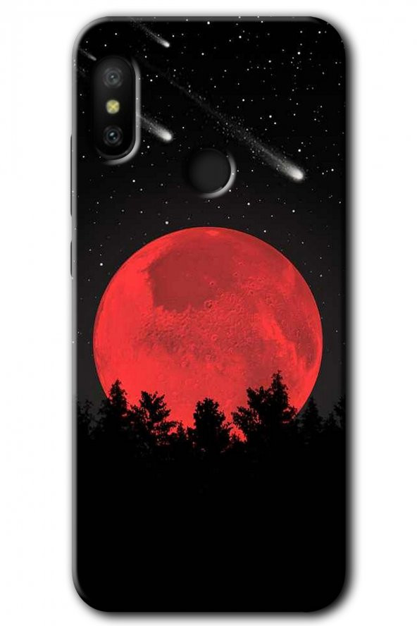 Redmi Note 6 Pro Kılıf HD Desen Baskılı Arka Kapak - Kanlı Ay