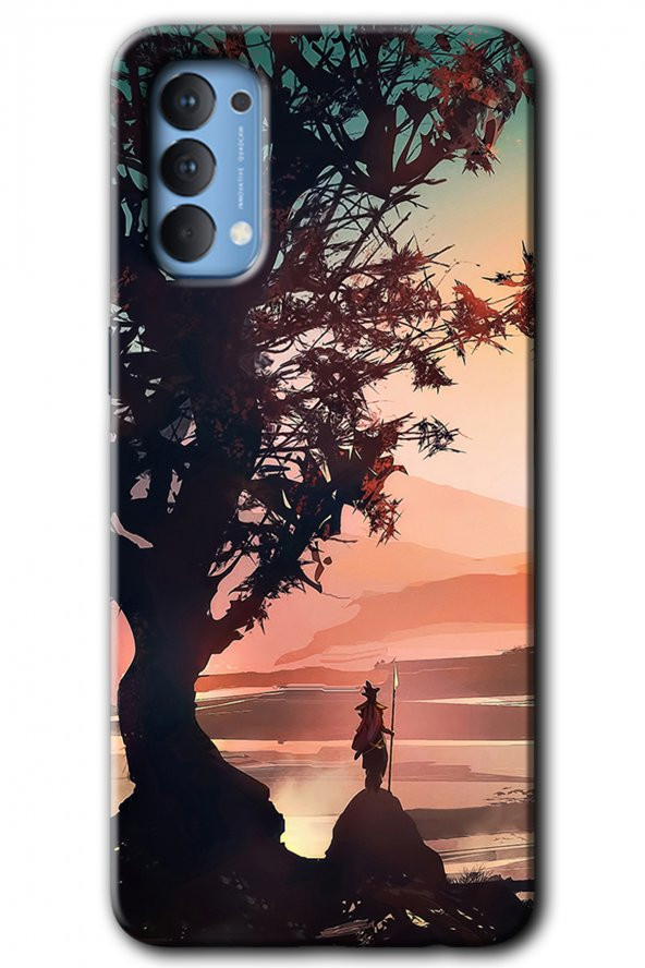 Oppo Reno 4 Kılıf HD Desen Baskılı Arka Kapak - Yalnız Savaşcı - 1