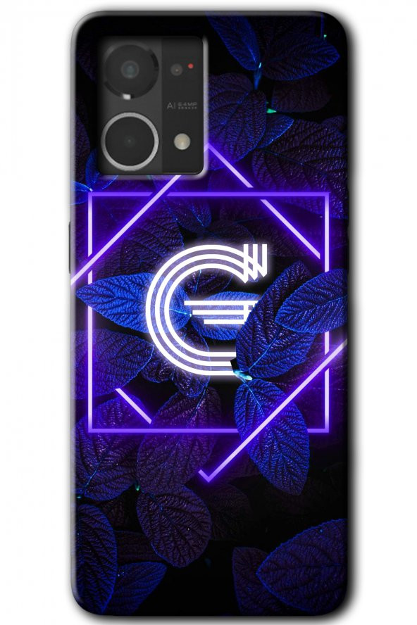 Oppo Reno 7 4G Kılıf HD Desen Baskılı Arka Kapak - Dark Neon Yaprak G Harfi - 1