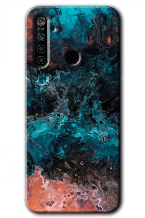 Realme 5i Kılıf HD Desen Baskılı Arka Kapak - Liquid Colorfull - 1