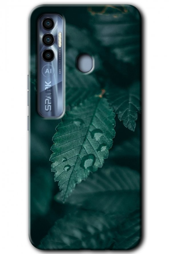 Tecno Spark 7 Pro Kılıf HD Desen Baskılı Arka Kapak - Yağmurlu Yaprak