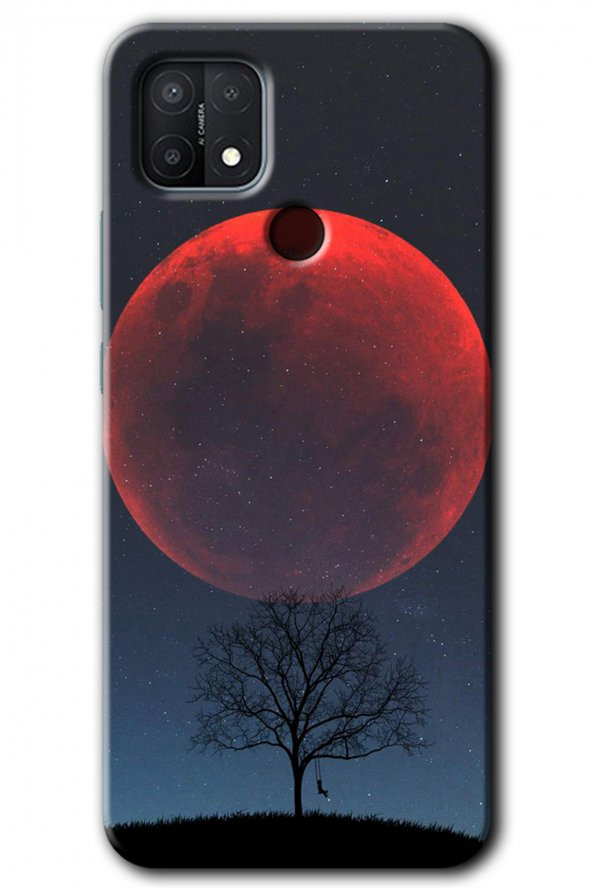 Oppo A15s Kılıf HD Desen Baskılı Arka Kapak - Kanlı Ay - 1
