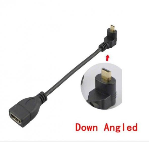 Micro HDMI 90 Derece Çevirici Kablo - Aşağı Açılı