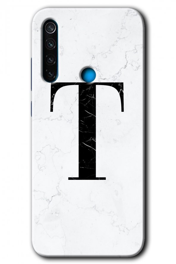 Redmi Note 8T Kılıf HD Desen Baskılı Arka Kapak - Beyaz Mermer Desenli U Harfi