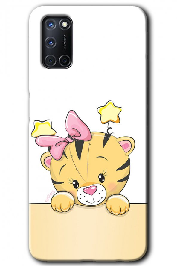 Oppo A52 Kılıf HD Desen Baskılı Arka Kapak - Sevimli Kedi