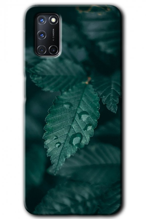 Oppo A52 Kılıf HD Desen Baskılı Arka Kapak - Yağmurlu Yaprak