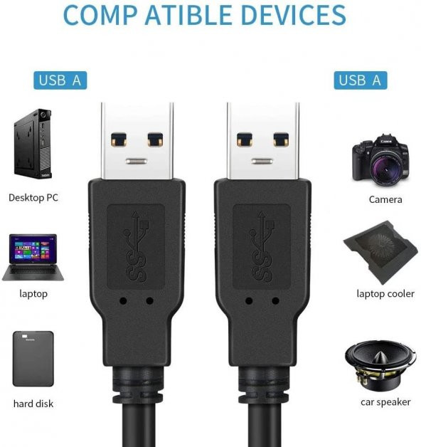 PrimeX PX-USB05 0.5 Metre USB to USB Kablo, Notebook Soğutucu Kablosu, Kısa Usb Kablo - 3