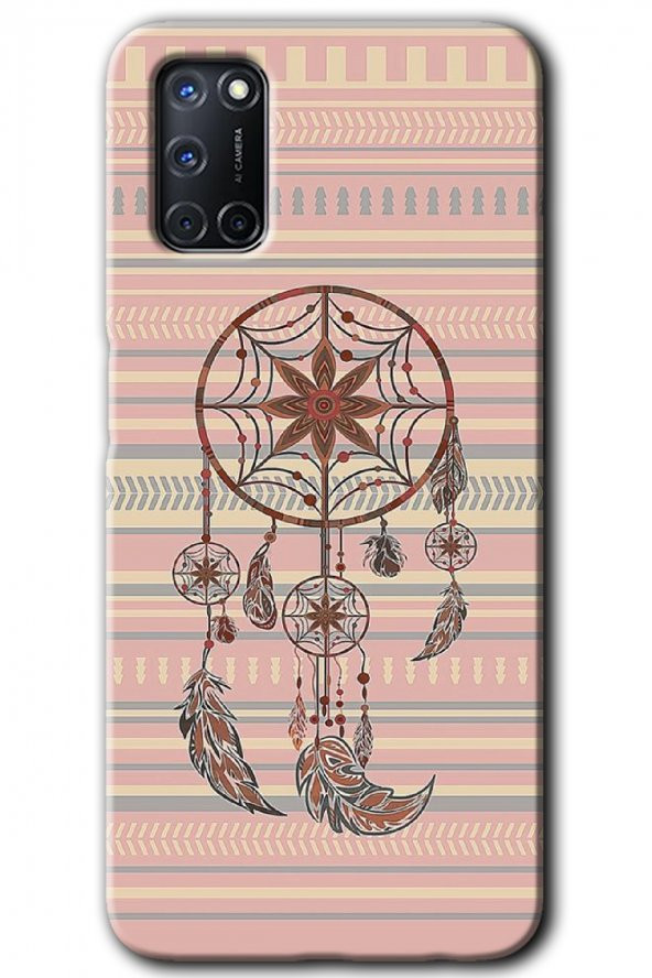 Oppo A52 Kılıf HD Desen Baskılı Arka Kapak - Mandala Retro