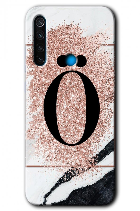 Redmi Note 8T Kılıf HD Desen Baskılı Arka Kapak - Pembe Mermer Desenli P Harfi
