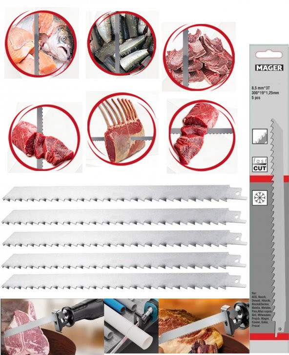 Mager Paslanmaz Çelik 300 mm  3 Adet Tilki Kuyruğu Testere Kemik Kesme Bıçakları ürün görseli