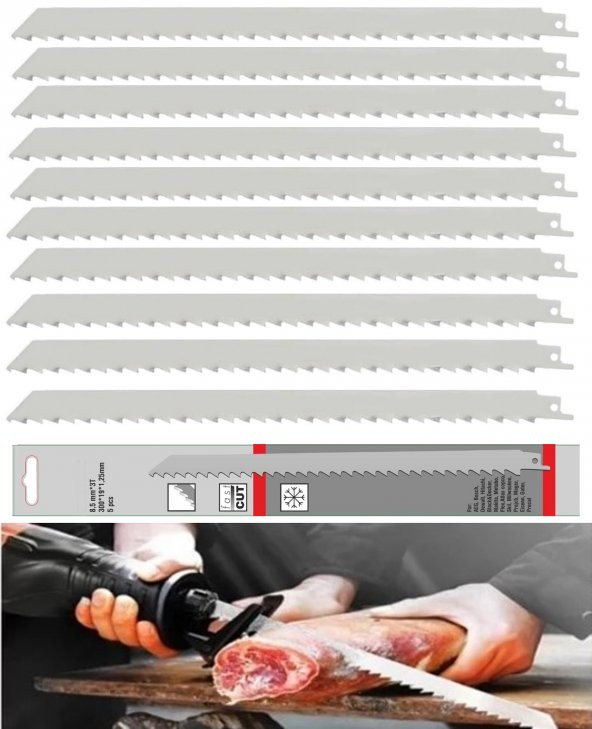 Mager Paslanmaz Çelik 10 Ad. 30cm Tilki Kuyruğu Et Kemik Kesim Bıçağı Özel Yerli İmalat ürün görseli