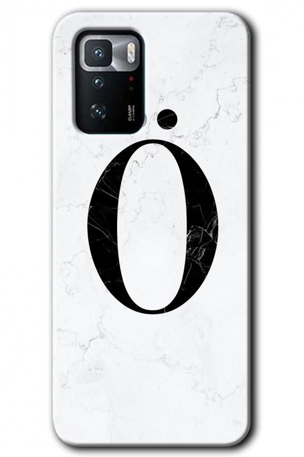 Poco x3 GT Kılıf HD Desen Baskılı Arka Kapak - Beyaz Mermer Desenli Ö Harfi