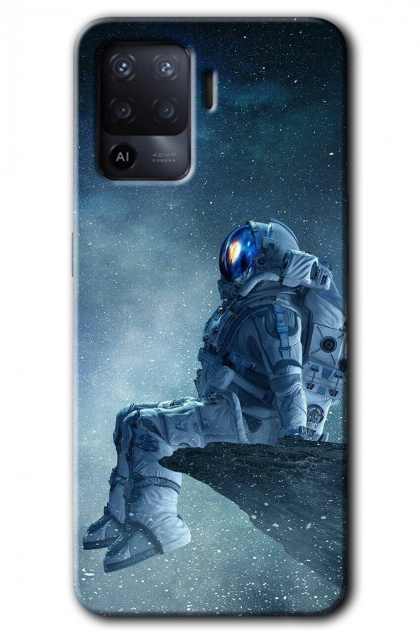 Oppo Reno 5 Lite Kılıf HD Desen Baskılı Arka Kapak - Astronot Yalnızlığı - 1