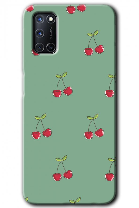 Oppo A52 Kılıf HD Desen Baskılı Arka Kapak - Kiraz Berry