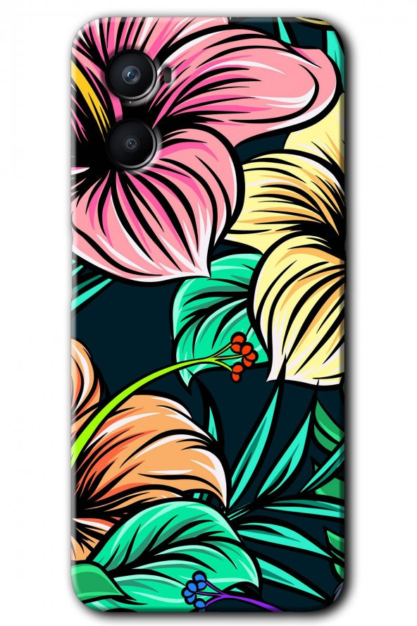 Oppo Reno 3 Kılıf HD Desen Baskılı Arka Kapak - Çizim Çiçekler - 1