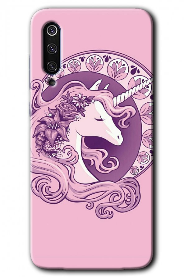 Xiaomi Mi 9 SE Kılıf HD Desen Baskılı Arka Kapak - Unicorn-Pembe - 1