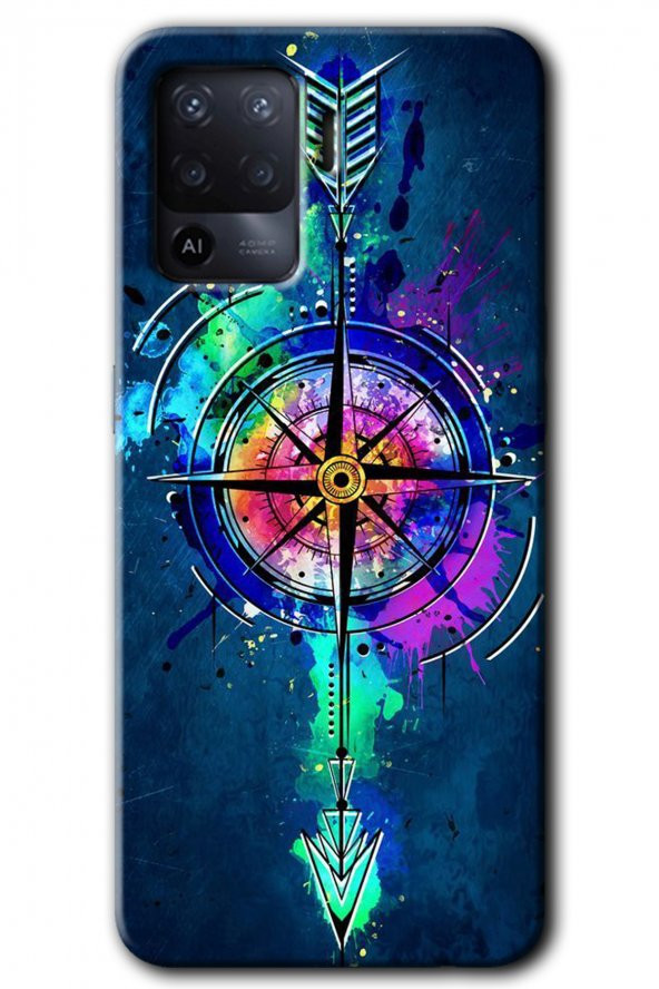 Oppo Reno 5 Lite Kılıf HD Desen Baskılı Arka Kapak - Gizemli Pusula - 1