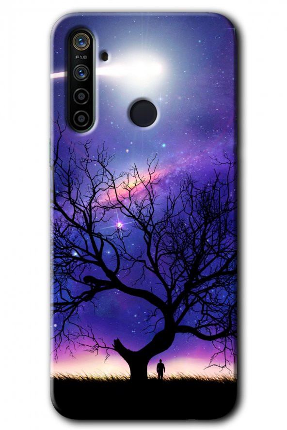 Realme 6i Kılıf HD Desen Baskılı Arka Kapak - Uzay Silüet