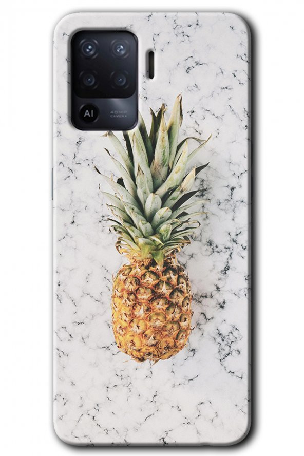 Oppo Reno 5 Lite Kılıf HD Desen Baskılı Arka Kapak - Ananas