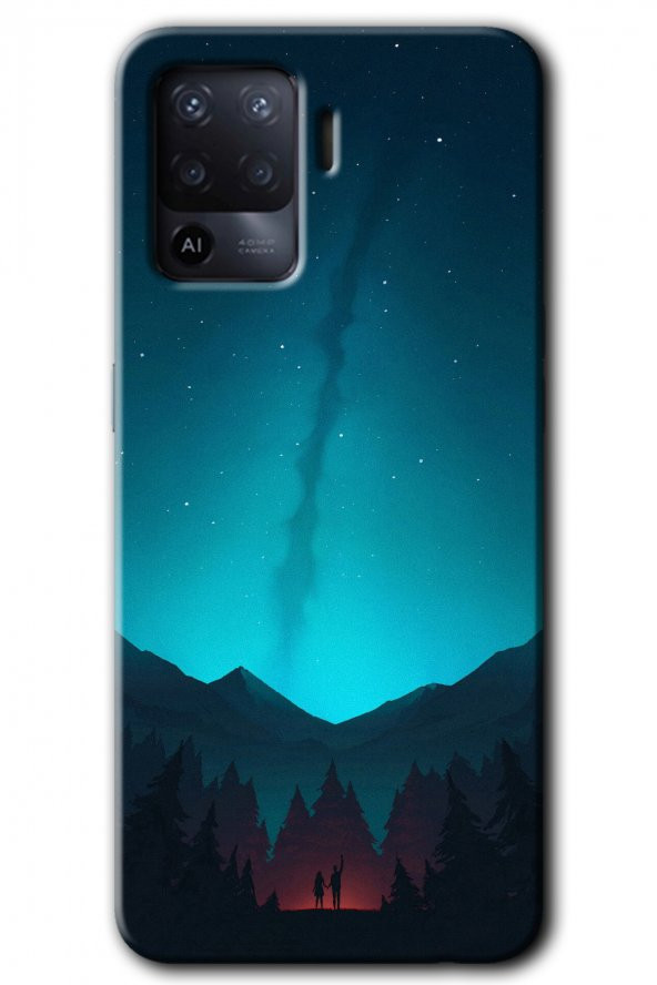 Oppo Reno 5 Lite Kılıf HD Desen Baskılı Arka Kapak - Night Fores Mount