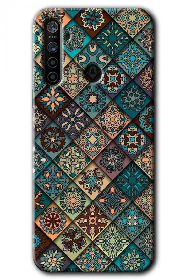 Realme 6i Kılıf HD Desen Baskılı Arka Kapak - Mat Mandala