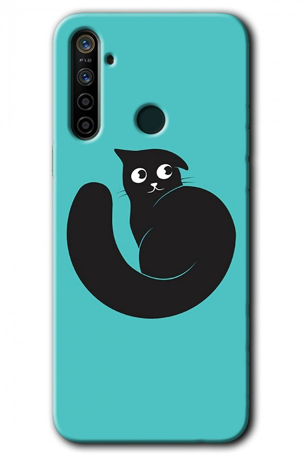 Realme 6i Kılıf HD Desen Baskılı Arka Kapak - Cat Vector - 1
