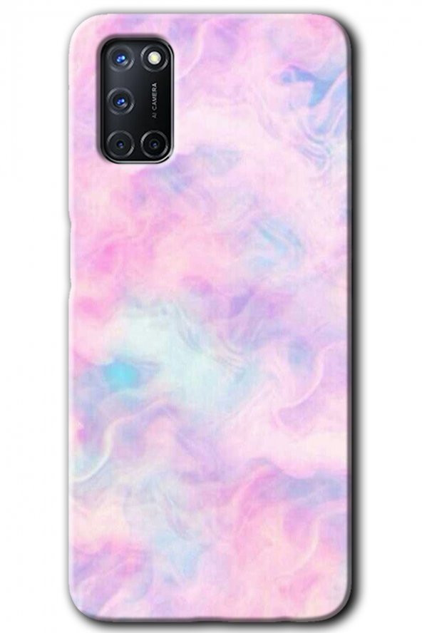 Oppo A52 Kılıf HD Desen Baskılı Arka Kapak - Pembe-Duman