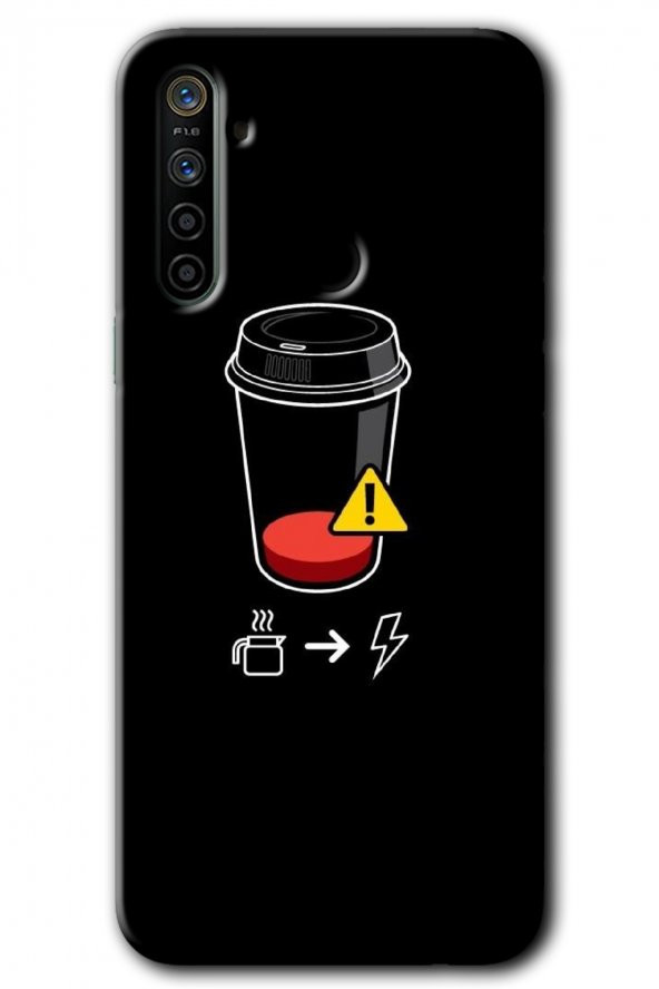 Realme 6i Kılıf HD Desen Baskılı Arka Kapak - Coffee Battery