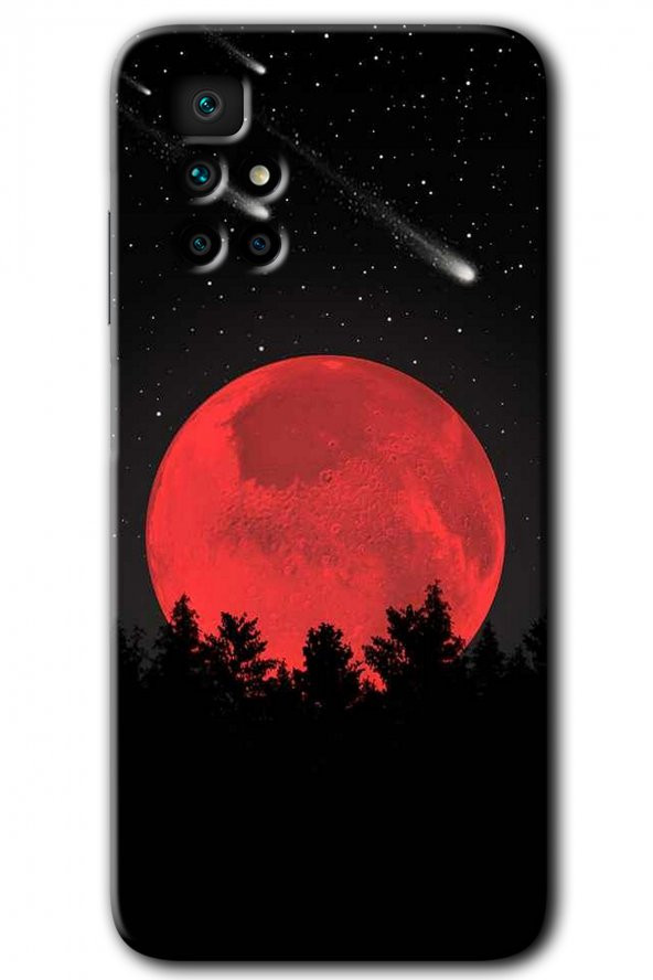 Redmi 10 Kılıf HD Desen Baskılı Arka Kapak - Kanlı Ay