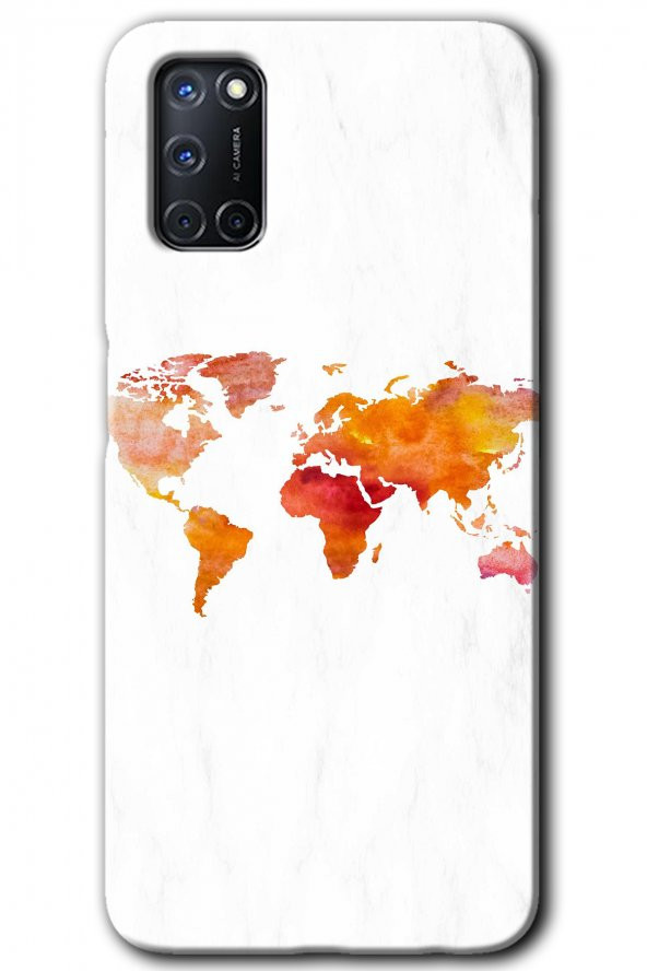Oppo A52 Kılıf HD Desen Baskılı Arka Kapak - Dünya Haritası