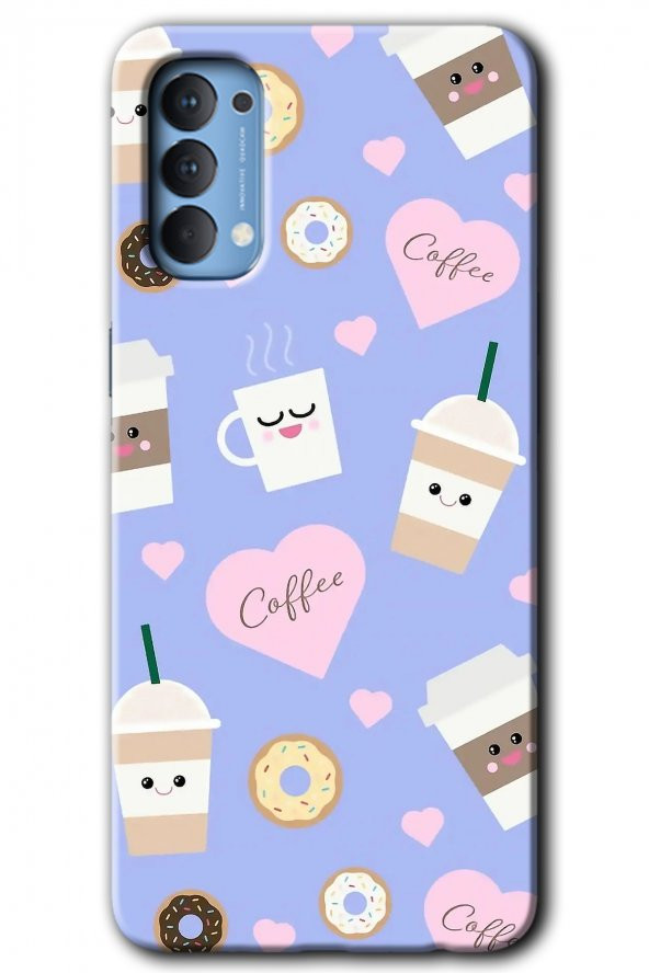 Oppo Reno 4 Kılıf HD Desen Baskılı Arka Kapak - Coffee Cake