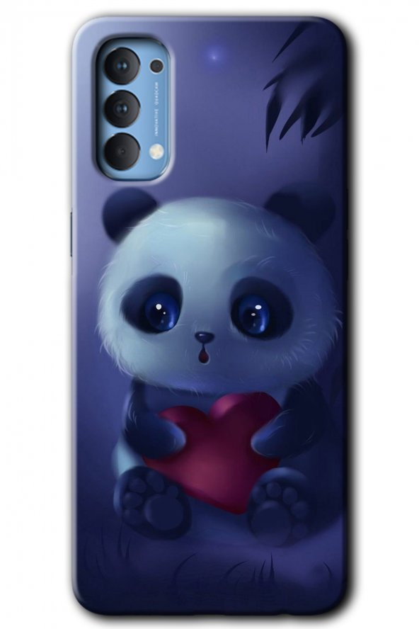 Oppo Reno 4 Kılıf HD Desen Baskılı Arka Kapak - Bebek Panda