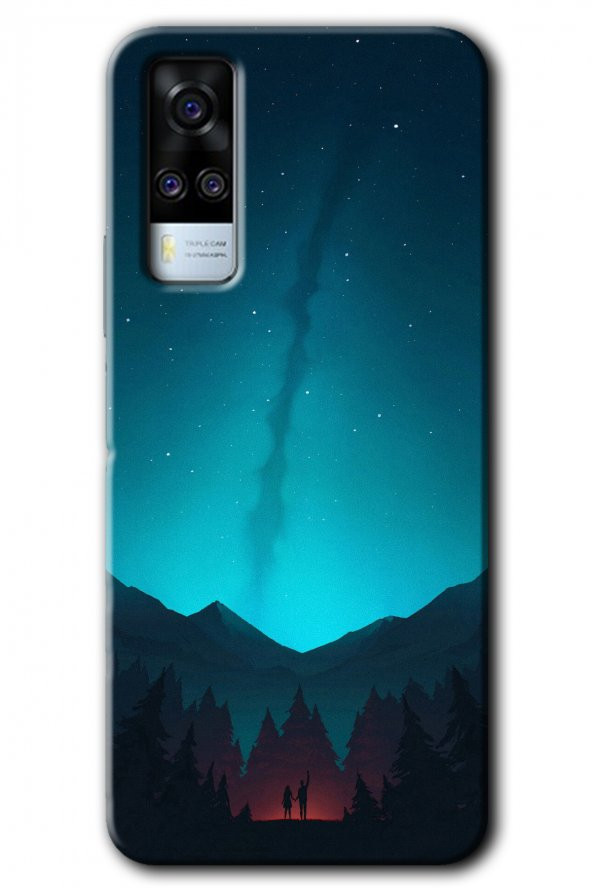 Vivo Y31 2021 Kılıf HD Desen Baskılı Arka Kapak - Night Fores Mount