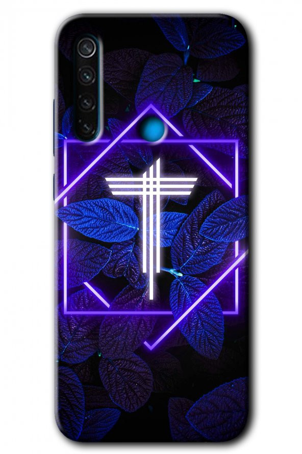 Redmi Note 8T Kılıf HD Desen Baskılı Arka Kapak - Dark Neon Yaprak U Harfi