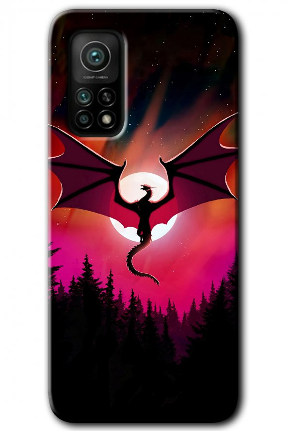 Xiaomi Mi 10T Pro Kılıf HD Desen Baskılı Arka Kapak - Dragon Night