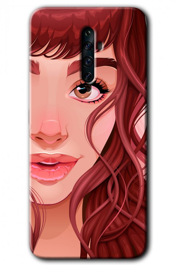Oppo Reno 2z Kılıf HD Desen Baskılı Arka Kapak - Kızıl Kız - 1