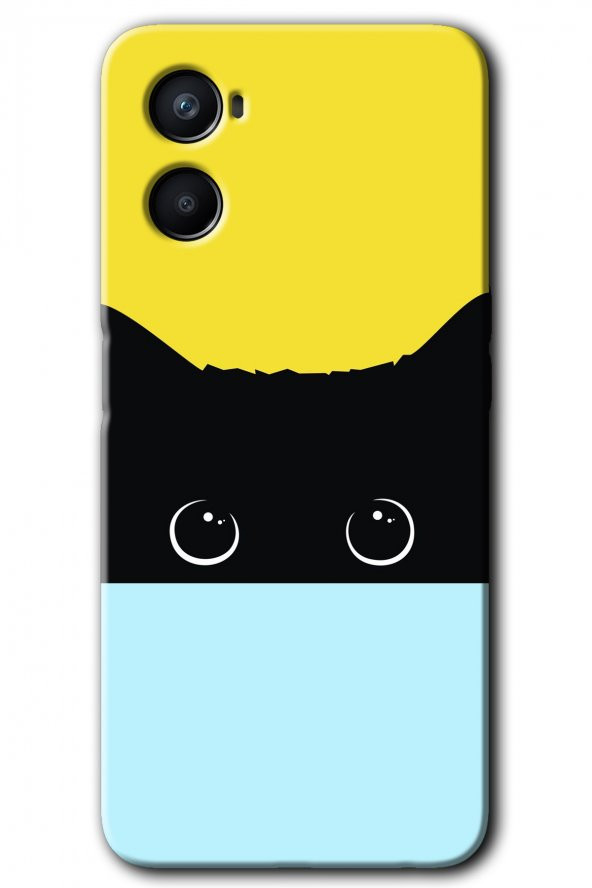 Oppo Reno 3 Kılıf HD Desen Baskılı Arka Kapak - Kara-Kedi - 1