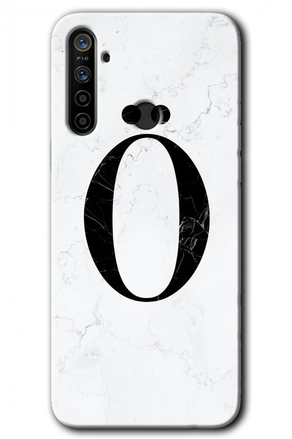 Realme 6i Kılıf HD Desen Baskılı Arka Kapak - Beyaz Mermer Desenli Ö Harfi