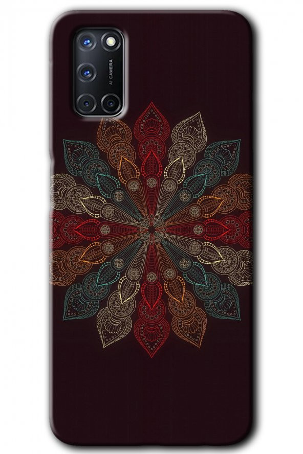 Oppo A52 Kılıf HD Desen Baskılı Arka Kapak - Mandala Flower Wal