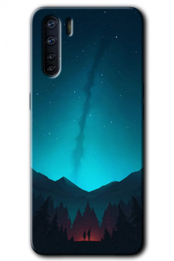 Oppo A91 Kılıf HD Desen Baskılı Arka Kapak - Night Fores Mount