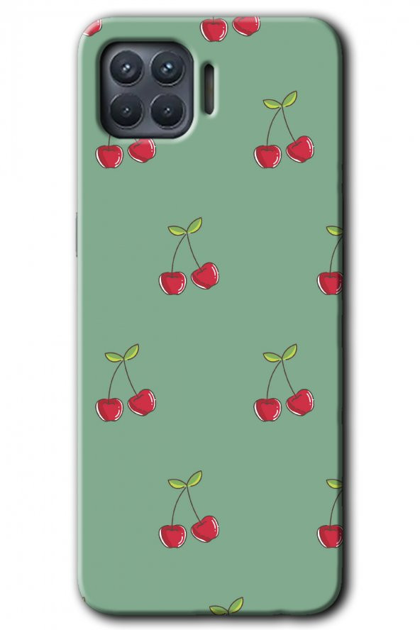 Oppo Reno 4 Lite Kılıf HD Desen Baskılı Arka Kapak - Kiraz Berry - 1