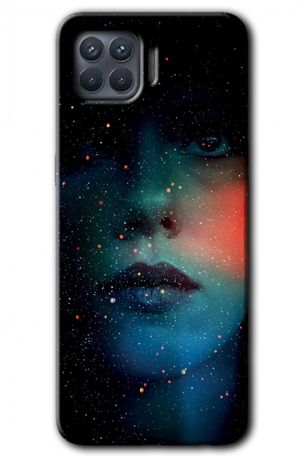 Oppo Reno 4 Lite Kılıf HD Desen Baskılı Arka Kapak - Karanlık Kadın - 1