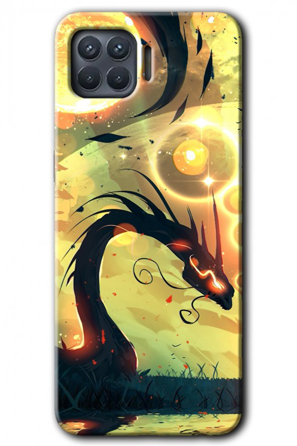 Oppo Reno 4 Lite Kılıf HD Desen Baskılı Arka Kapak - Digital Dragon - 1