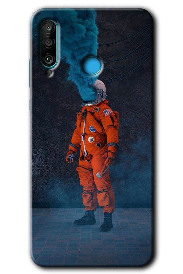 Huawei P30 Lite Kılıf HD Desen Baskılı Arka Kapak - Smoke Astronot