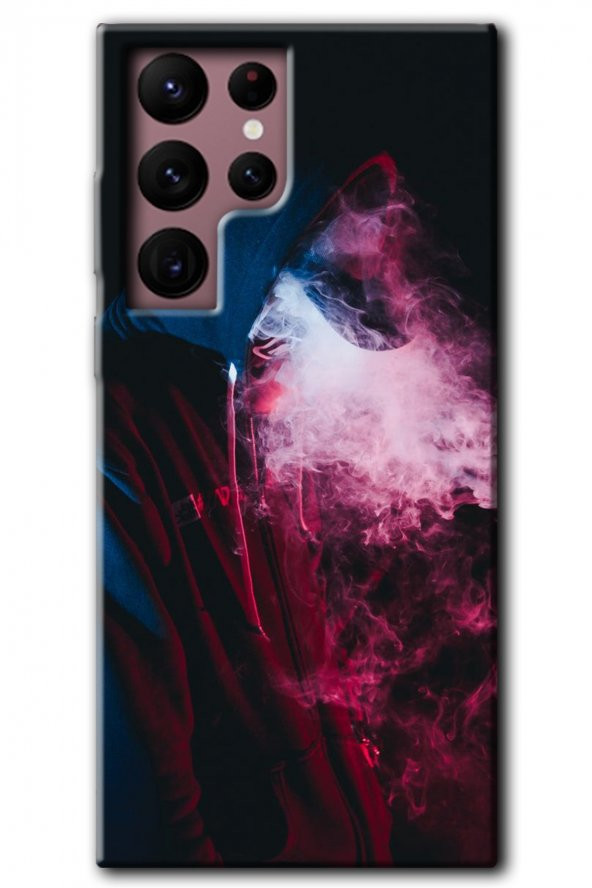 Galaxy S22 Ultra Kılıf HD Desen Baskılı Arka Kapak - Smoke-Man