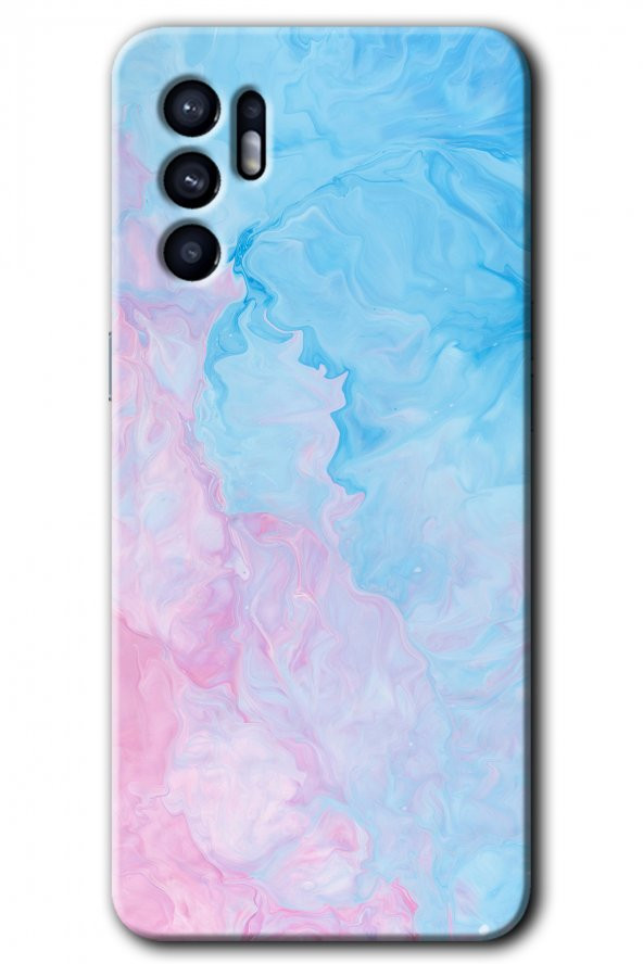 Oppo Reno 6 Kılıf HD Desen Baskılı Arka Kapak - Blue Art - 1